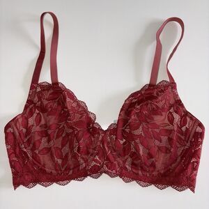 Hanro Lille Underwire Bra Redwood Lace Womens US Size 38C
